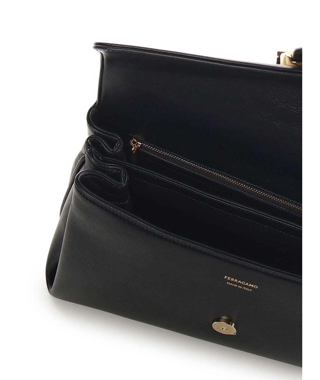 FERRAGAMO Черная кожаная сумка через плечо, фото 4