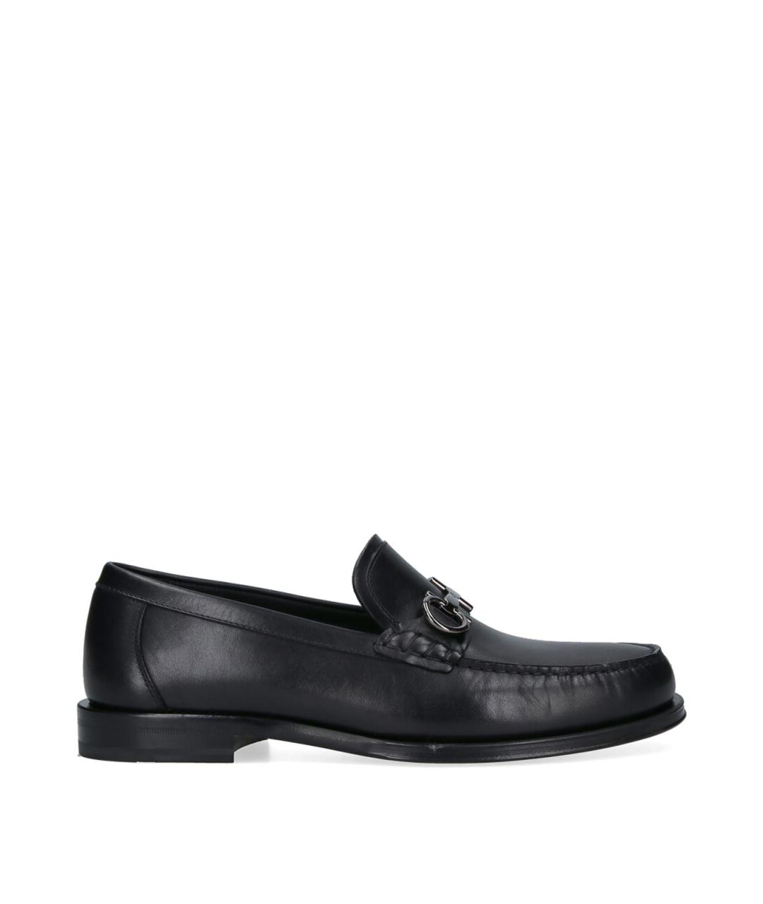FERRAGAMO Черные кожаные лоферы, фото 1