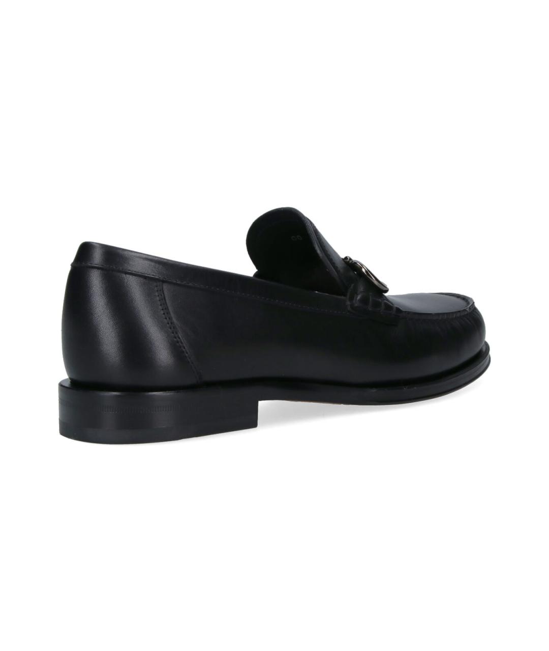 FERRAGAMO Черные кожаные лоферы, фото 4