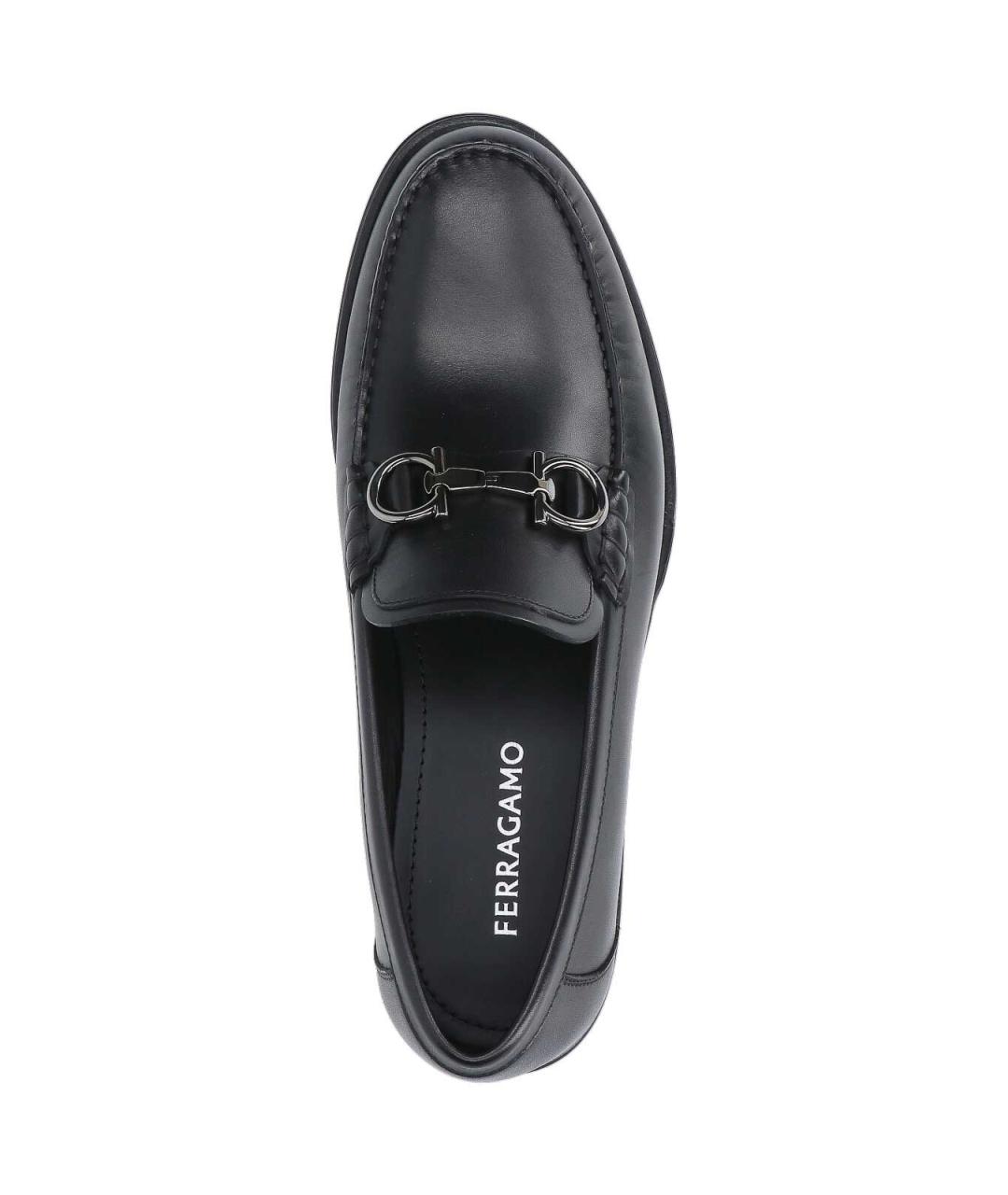 FERRAGAMO Черные кожаные лоферы, фото 5