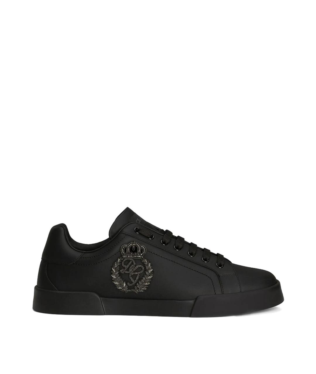 DOLCE&GABBANA Черные кожаные низкие кроссовки / кеды, фото 1