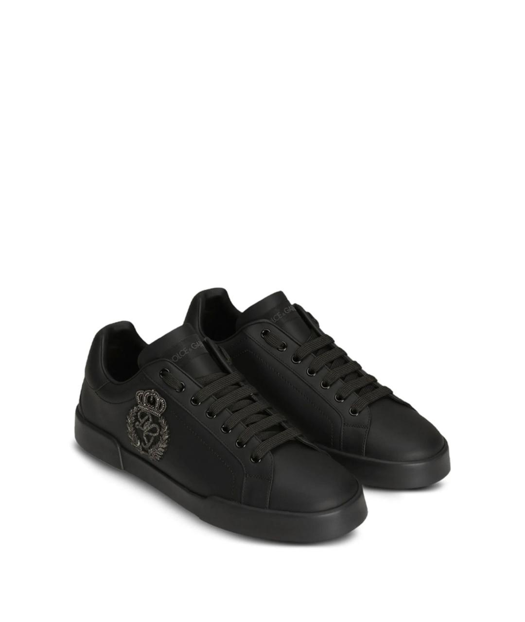 DOLCE&GABBANA Черные кожаные низкие кроссовки / кеды, фото 4