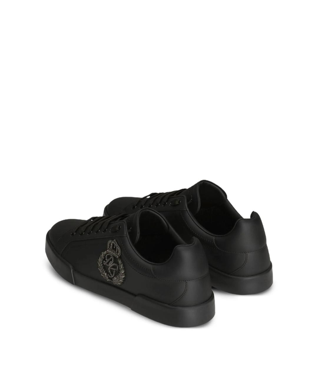 DOLCE&GABBANA Черные кожаные низкие кроссовки / кеды, фото 2