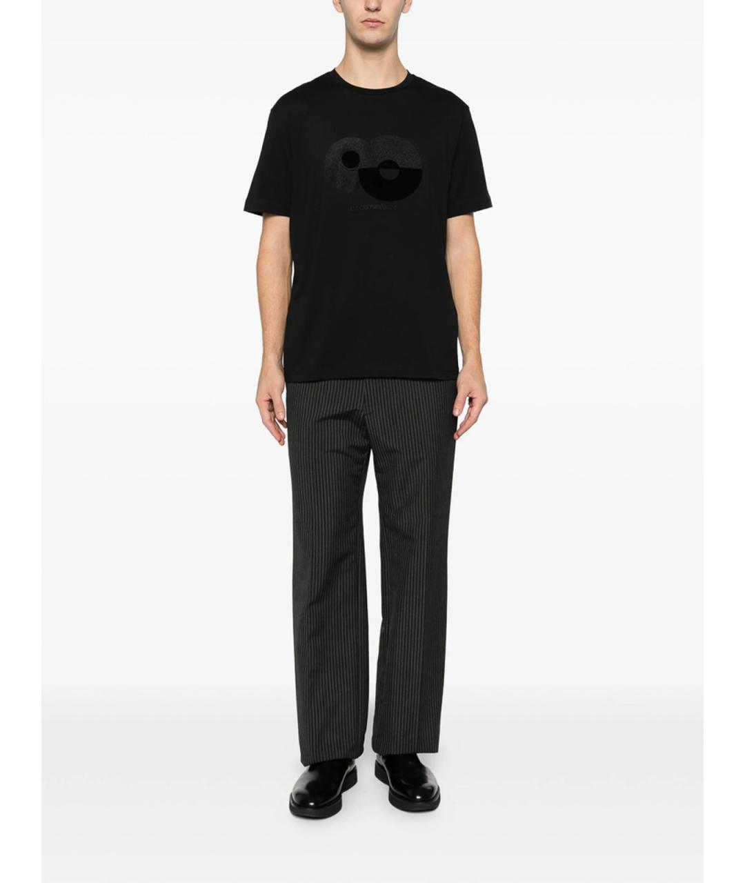 EMPORIO ARMANI Черная хлопковая футболка, фото 4