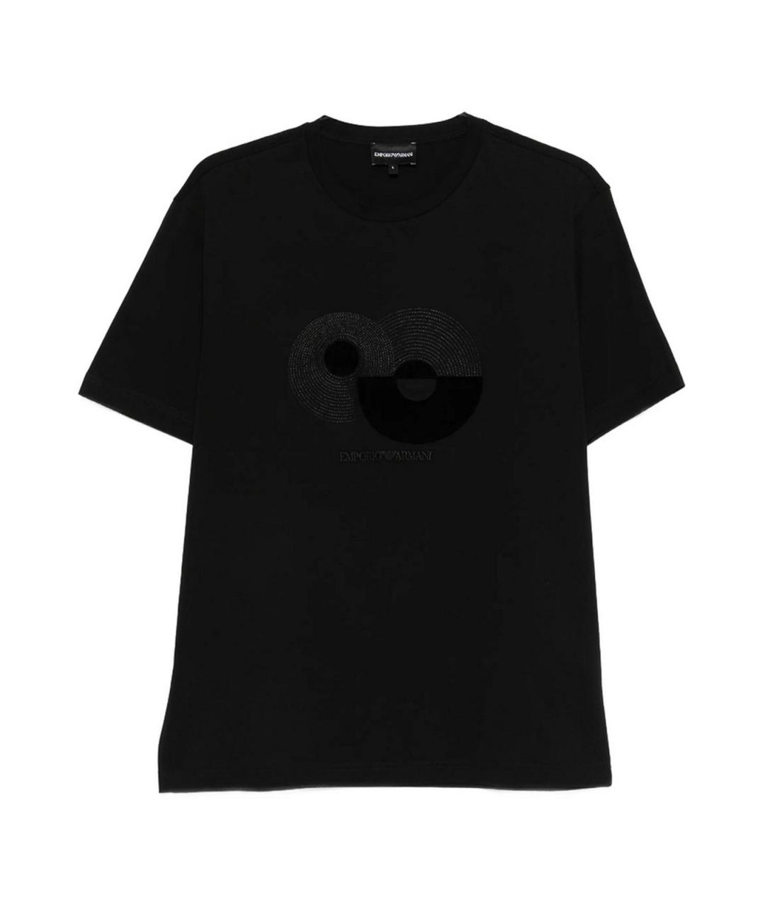 EMPORIO ARMANI Черная хлопковая футболка, фото 1