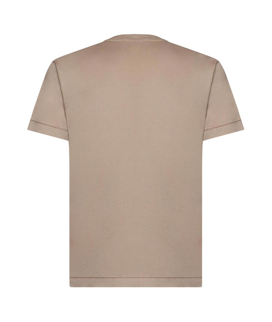 STONE ISLAND Бежевая хлопковая футболка, фото 3