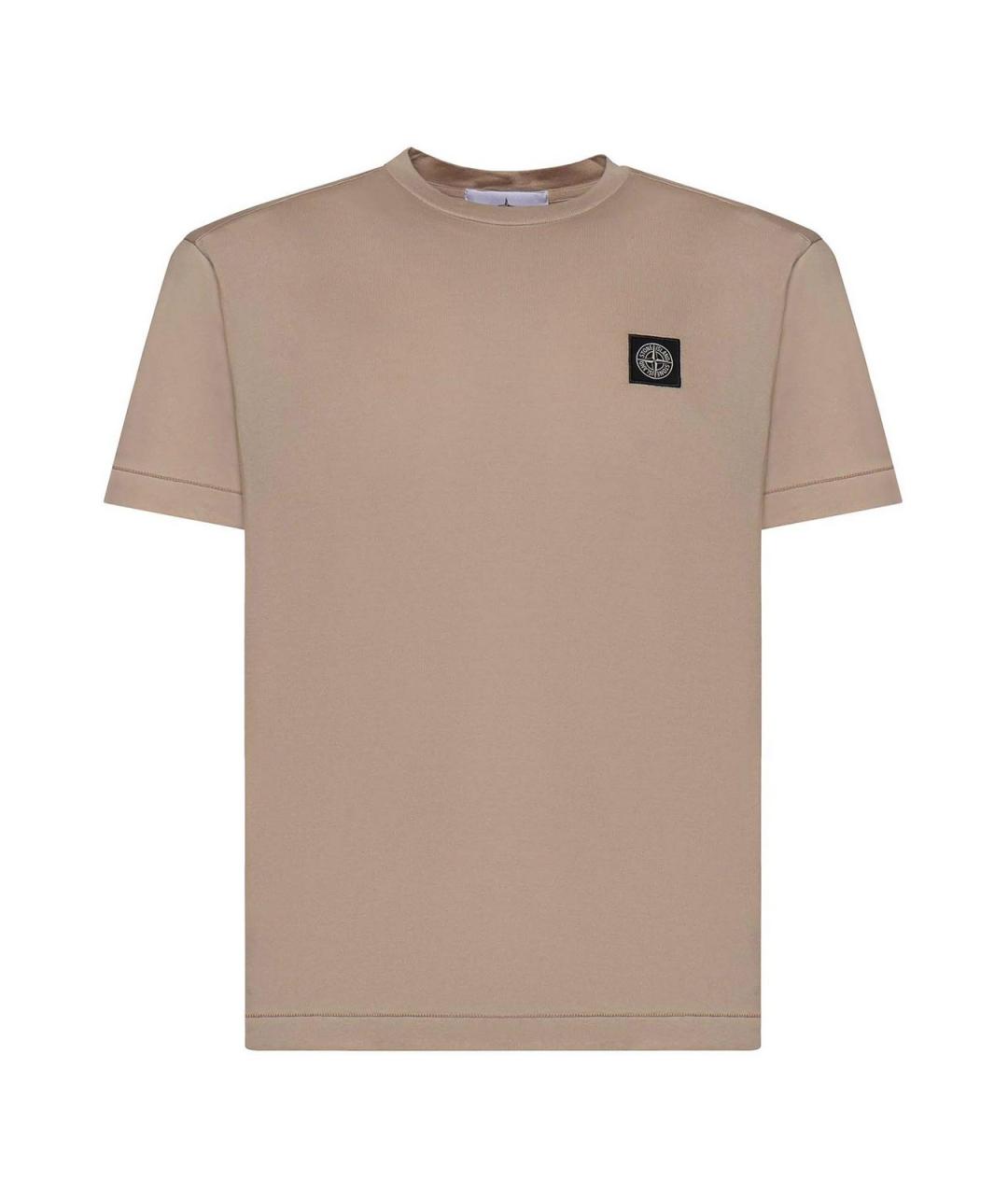 STONE ISLAND Бежевая хлопковая футболка, фото 1