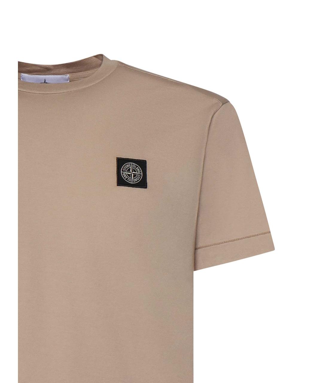 STONE ISLAND Бежевая хлопковая футболка, фото 2