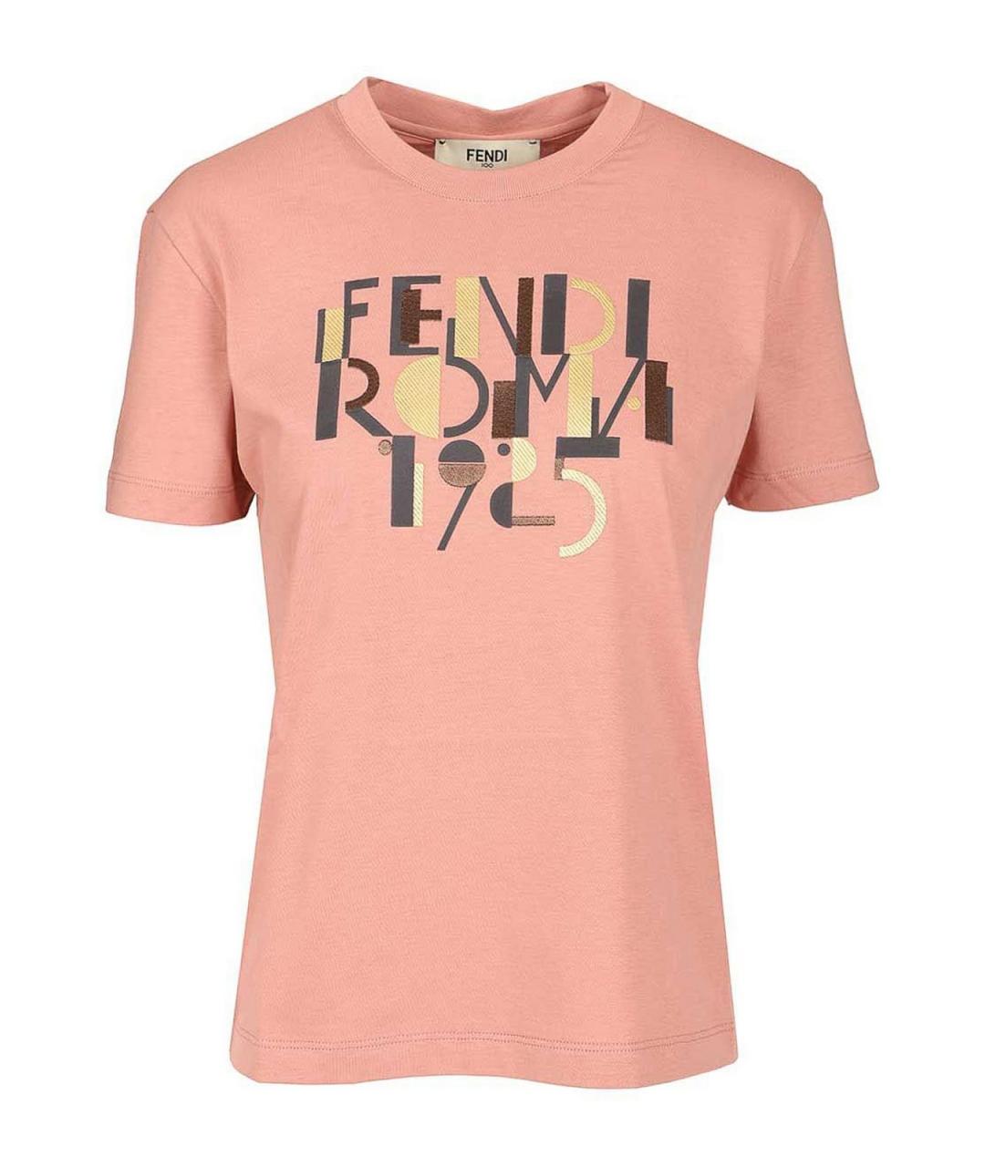 FENDI Розовая хлопковая футболка, фото 1