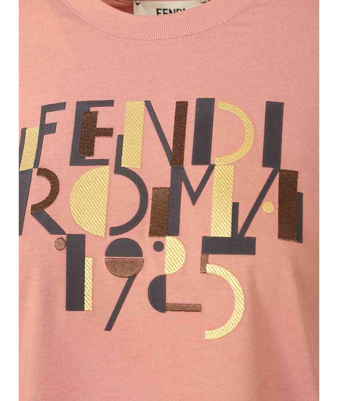 FENDI Розовая хлопковая футболка, фото 3