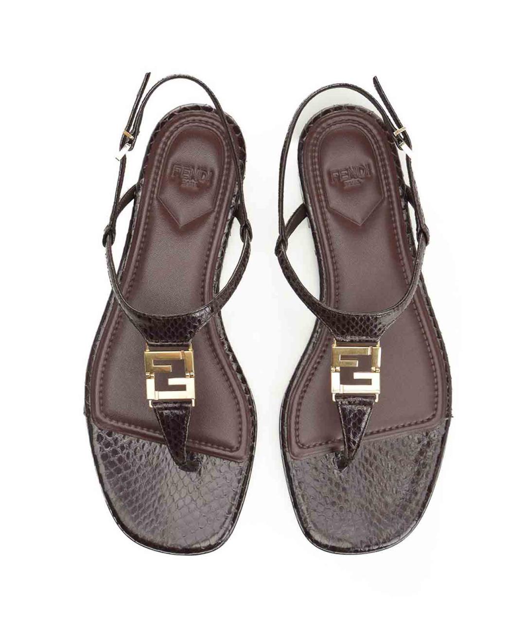 FENDI Бордовые кожаные сандалии, фото 5