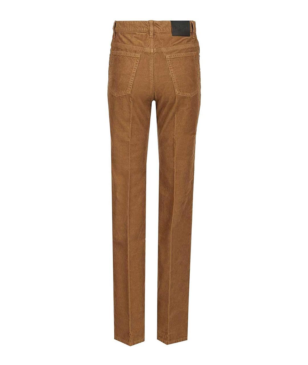 SAINT LAURENT Коричневые хлопковые брюки узкие, фото 2