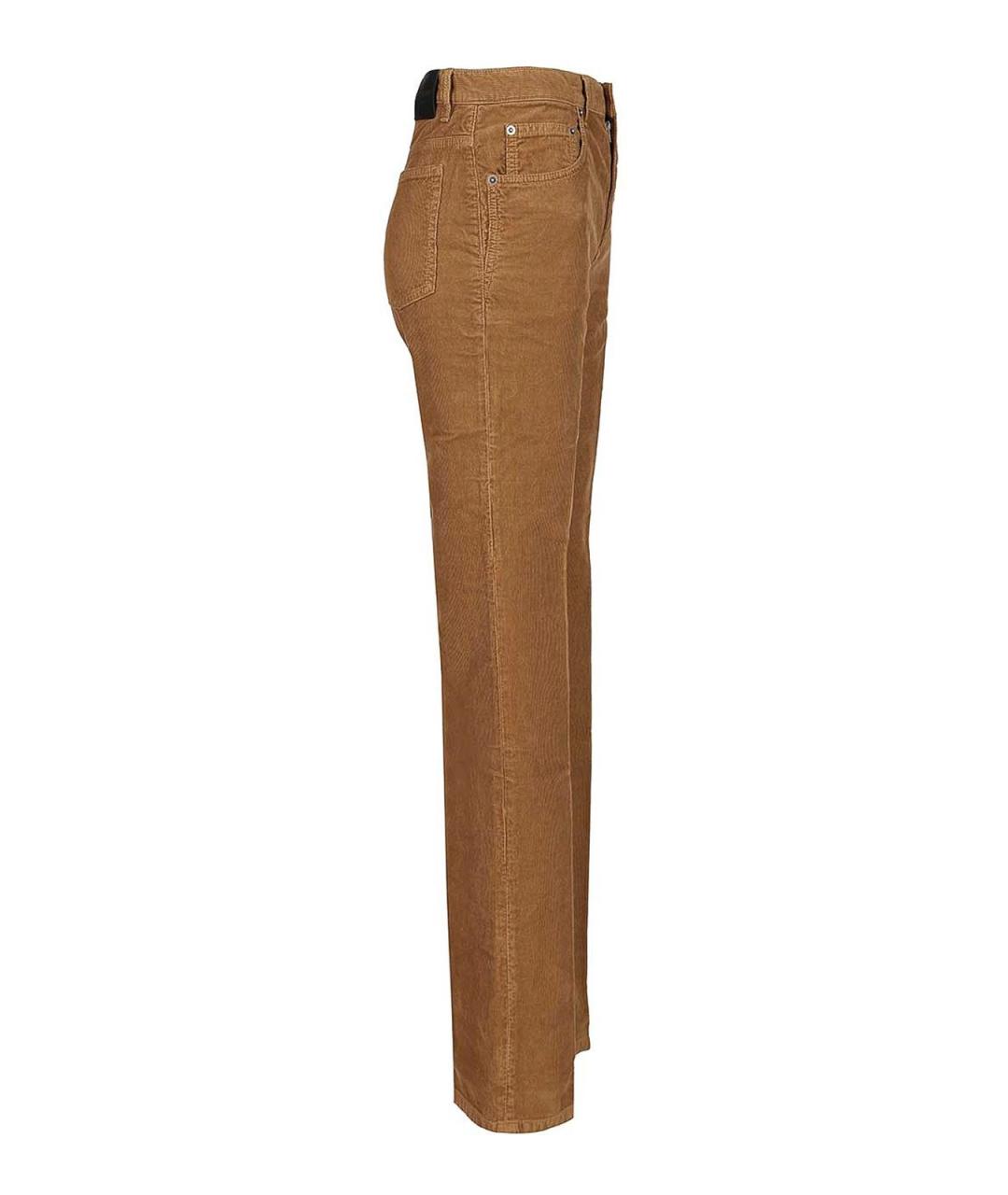 SAINT LAURENT Коричневые хлопковые брюки узкие, фото 3