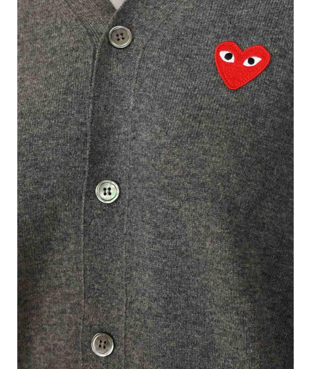 COMME DES GARÇONS PLAY Серый шерстяной кардиган, фото 4