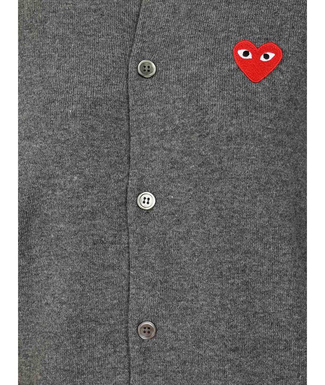 COMME DES GARÇONS PLAY Серый шерстяной кардиган, фото 4