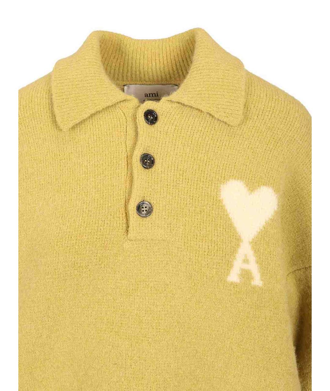 Ami Paris Желтый шерстяной джемпер / свитер, фото 3