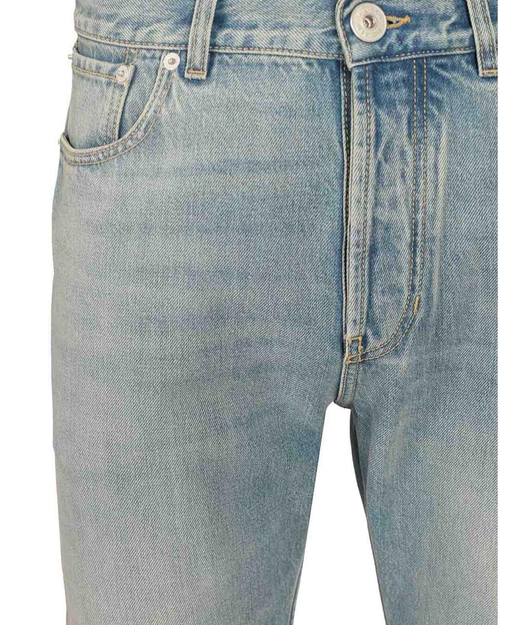ALEXANDER MCQUEEN Голубые хлопковые прямые джинсы, фото 4