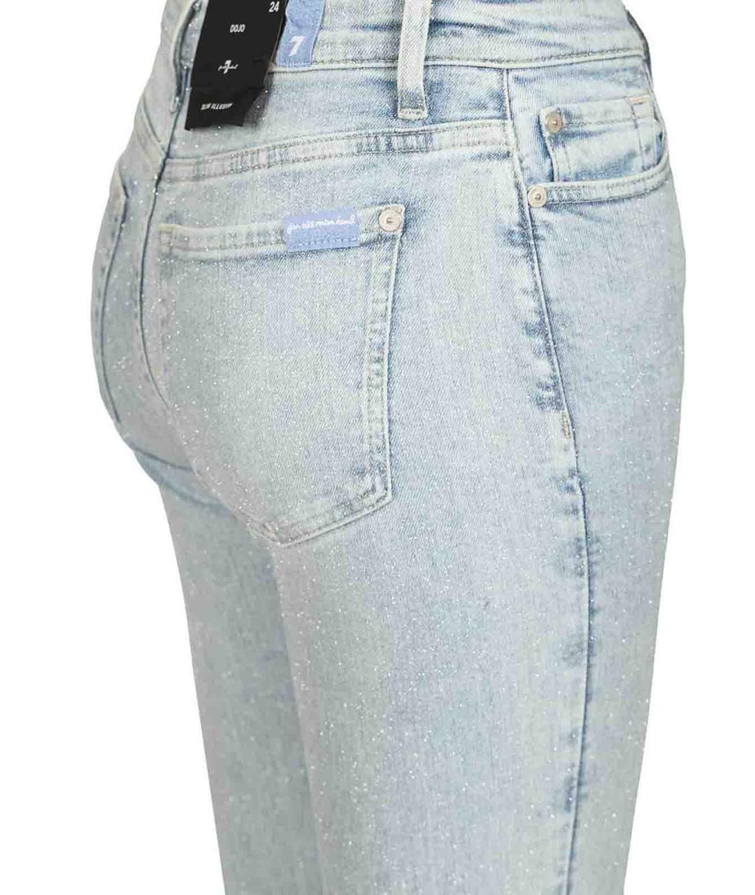 7 FOR ALL MANKIND Голубые хлопковые прямые джинсы, фото 4