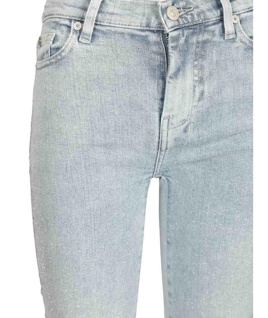 7 FOR ALL MANKIND Голубые хлопковые прямые джинсы, фото 3