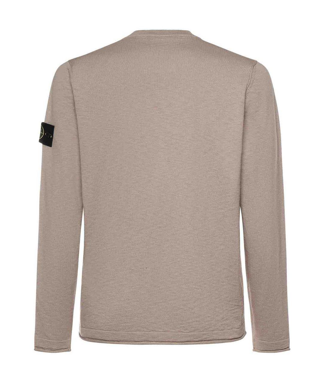 STONE ISLAND Бежевый хлопковый джемпер / свитер, фото 2