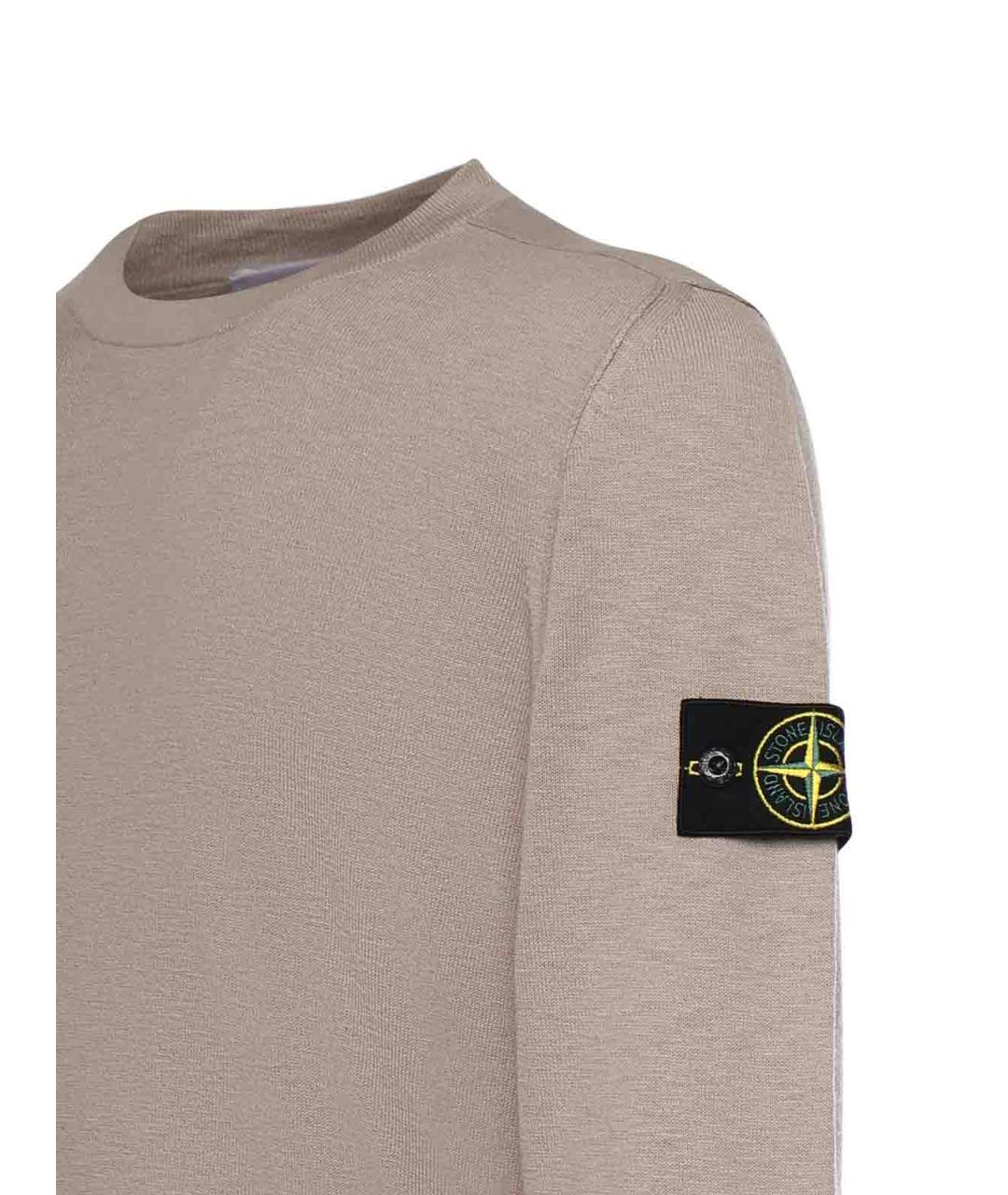 STONE ISLAND Бежевый хлопковый джемпер / свитер, фото 3