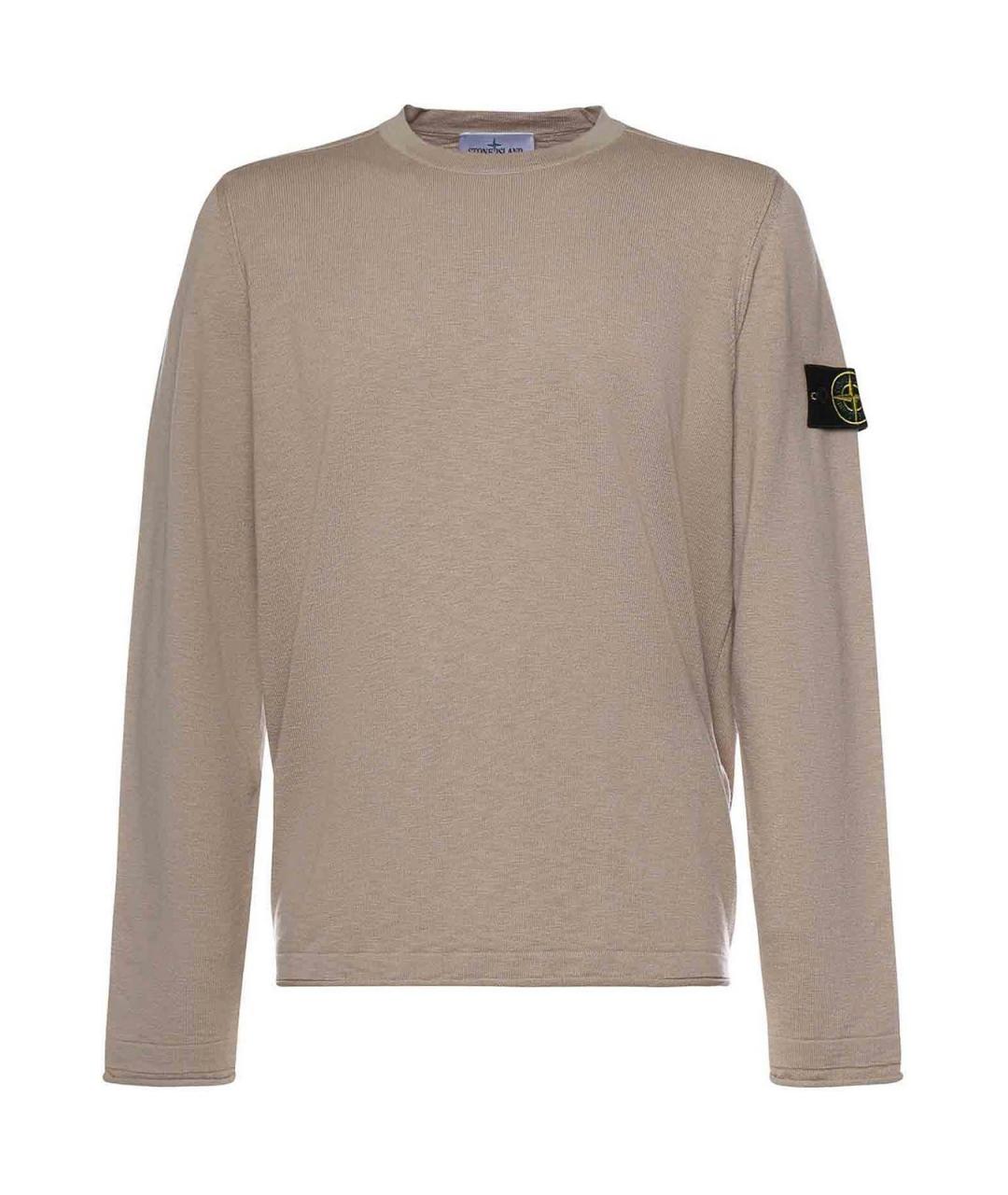 STONE ISLAND Бежевый хлопковый джемпер / свитер, фото 1