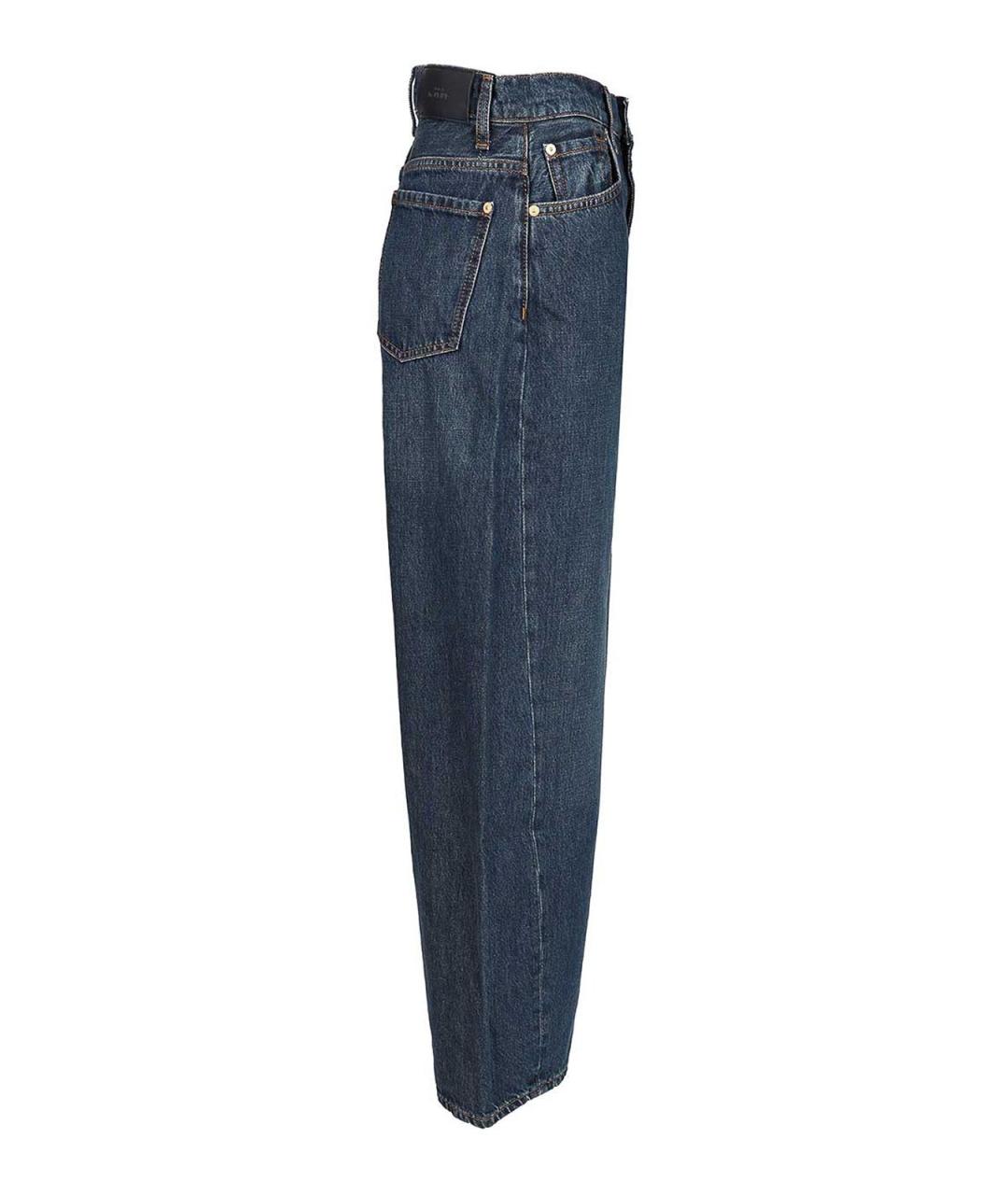 7 FOR ALL MANKIND Синие хлопковые прямые джинсы, фото 3