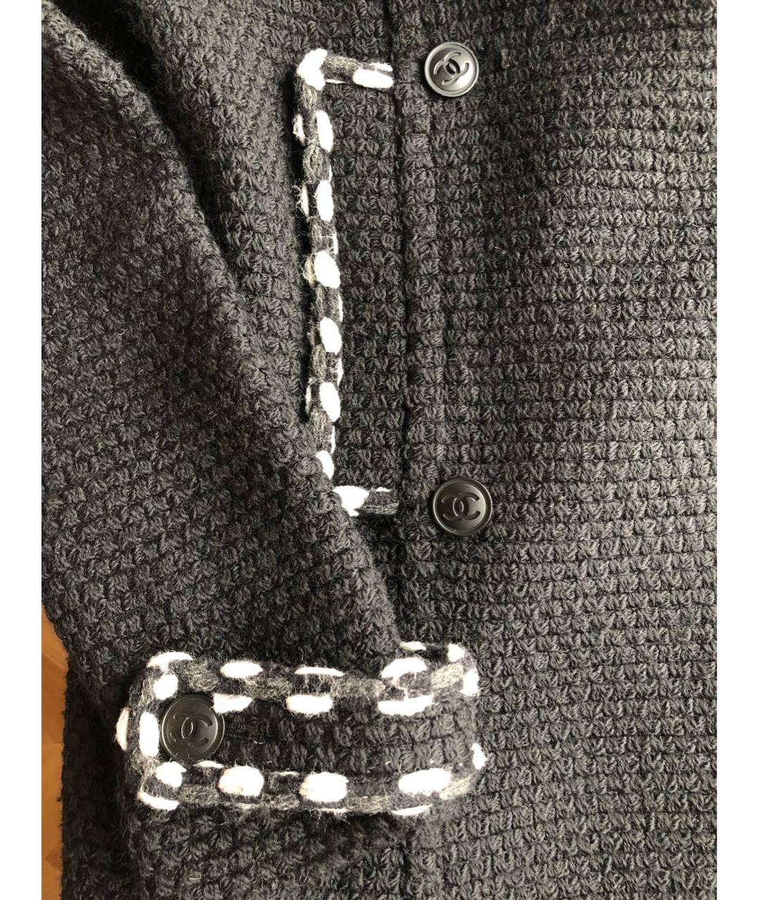 CHANEL PRE-OWNED Черное шерстяное пальто, фото 5