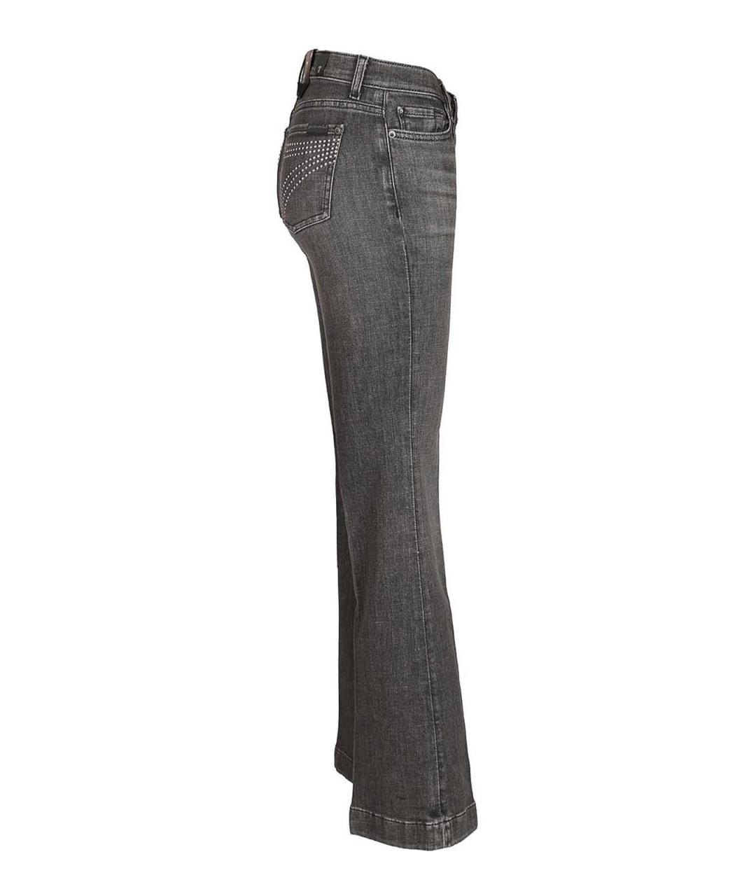 7 FOR ALL MANKIND Черные хлопковые джинсы клеш, фото 3