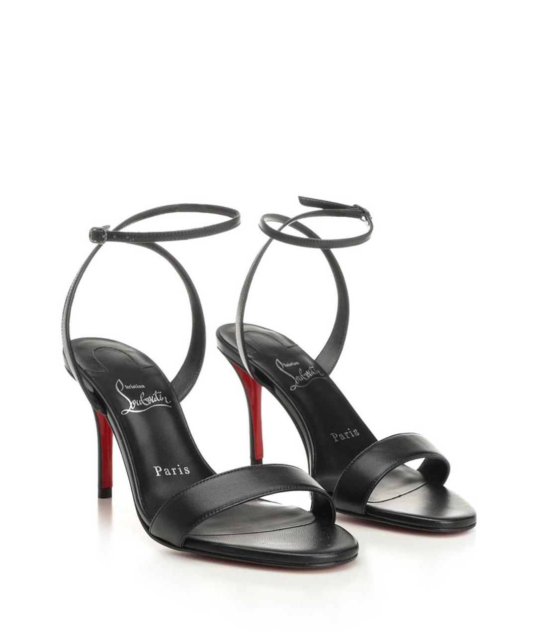 CHRISTIAN LOUBOUTIN Черные кожаные босоножки, фото 2