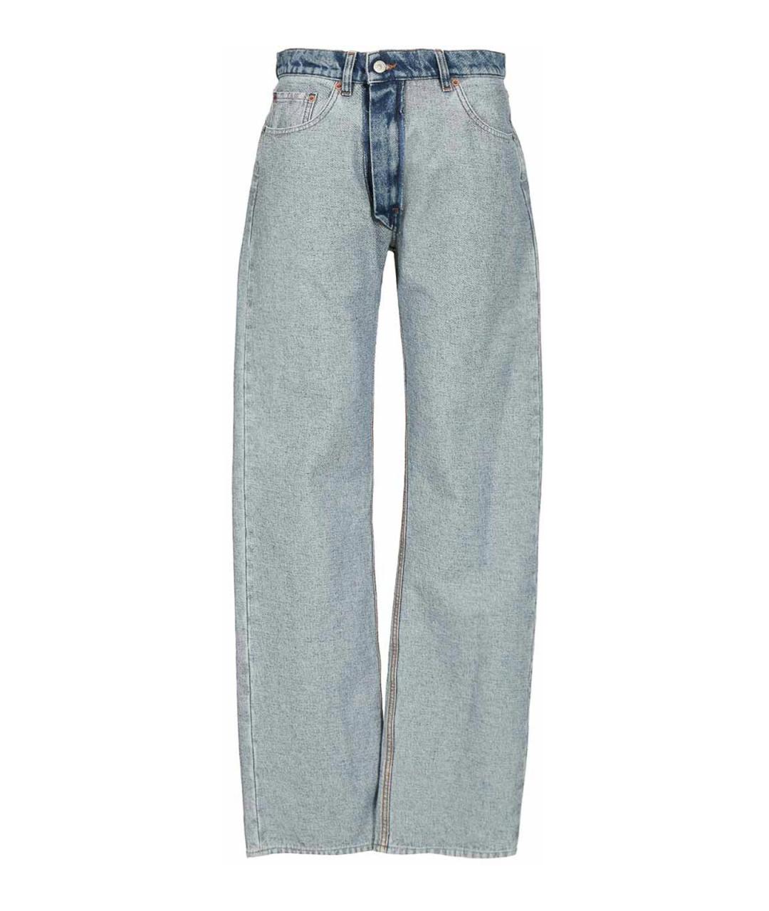 MM6 MAISON MARGIELA Синие хлопковые прямые джинсы, фото 1