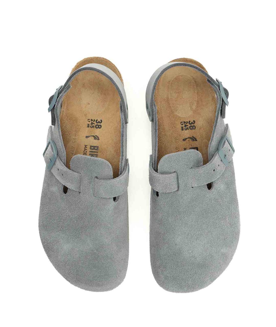 BIRKENSTOCK Голубые нубуковые слипоны, фото 5