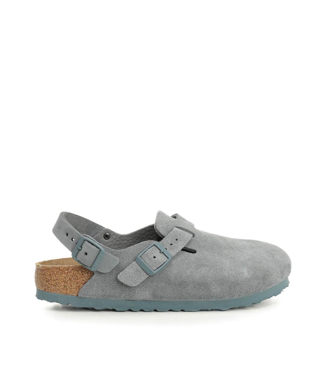 BIRKENSTOCK Голубые нубуковые слипоны, фото 1