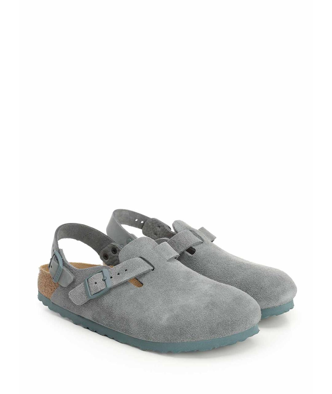 BIRKENSTOCK Голубые нубуковые слипоны, фото 2