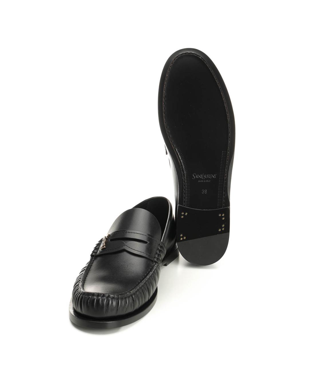 SAINT LAURENT Черные кожаные мокасины, фото 5