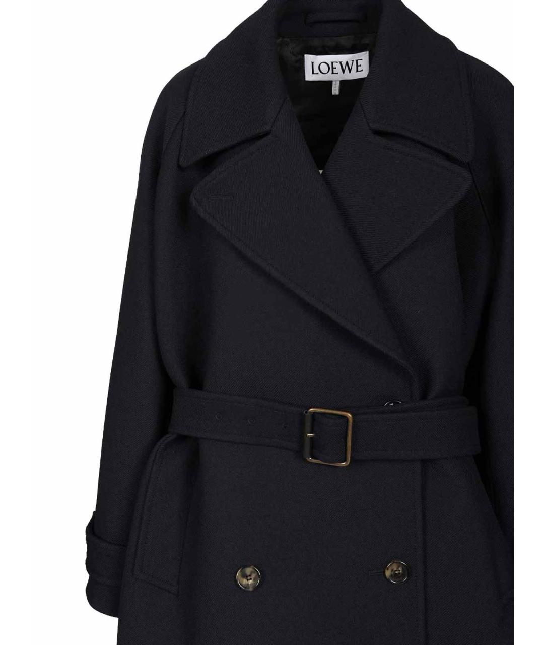 LOEWE Темно-синее шерстяное пальто, фото 4