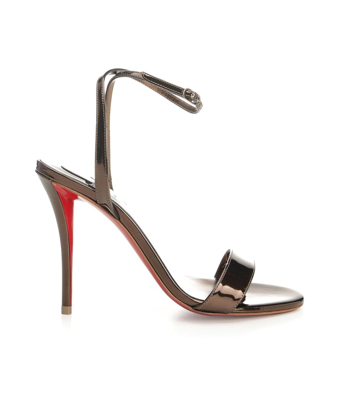CHRISTIAN LOUBOUTIN Коричневые кожаные босоножки, фото 1