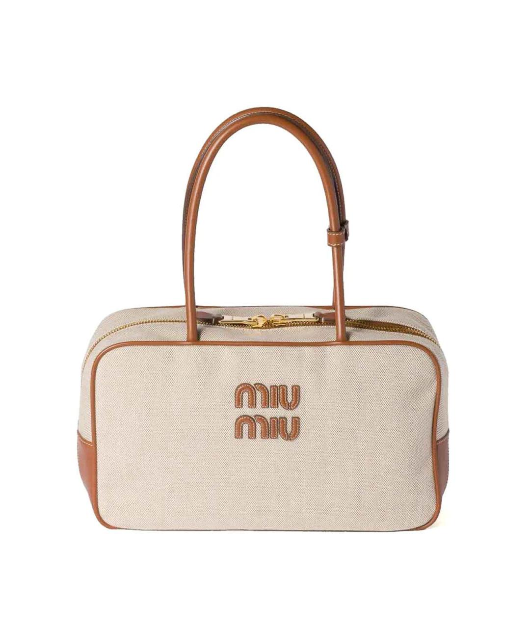 MIU MIU Бежевая хлопковая сумка тоут, фото 1