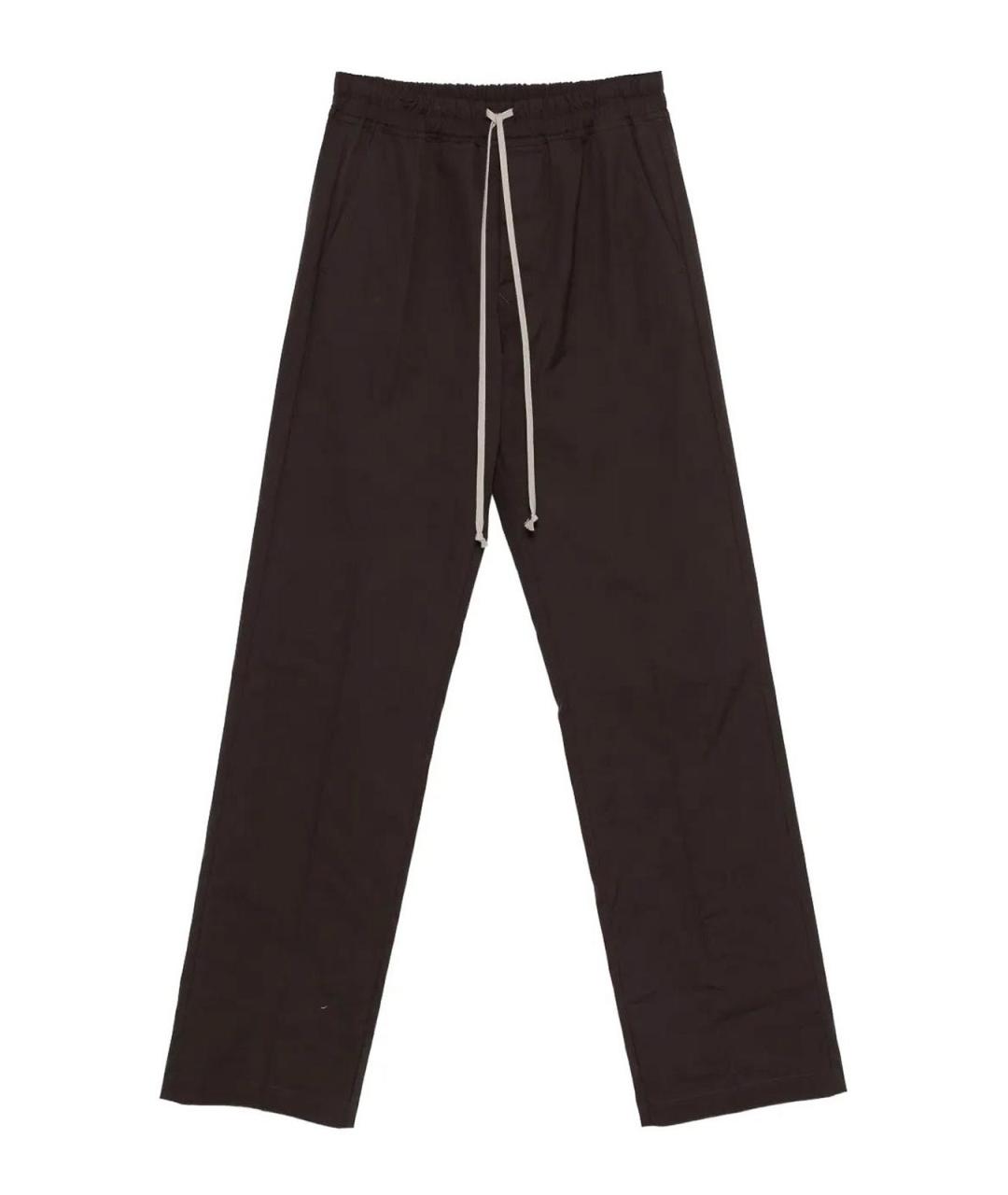 RICK OWENS Коричневые хлопковые повседневные брюки, фото 1
