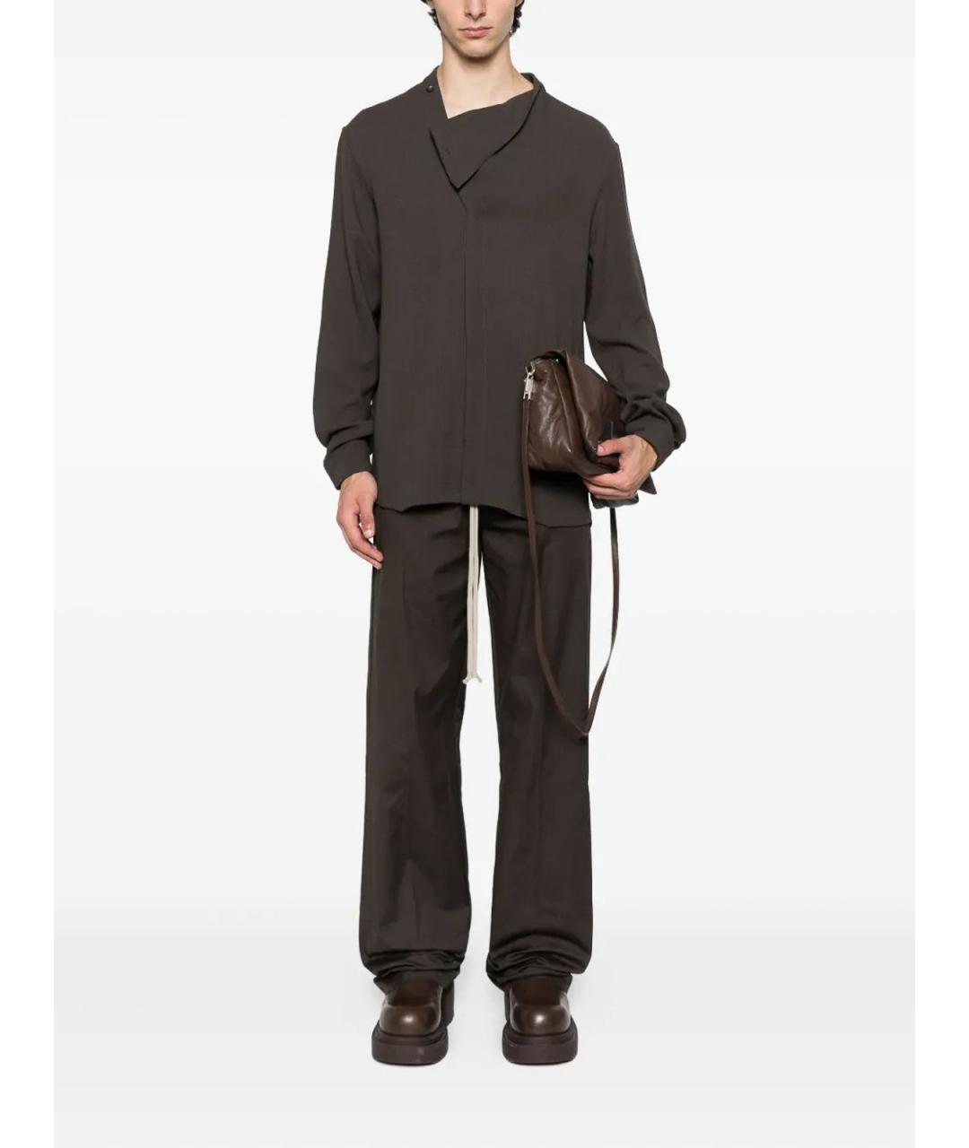RICK OWENS Коричневые хлопковые повседневные брюки, фото 2