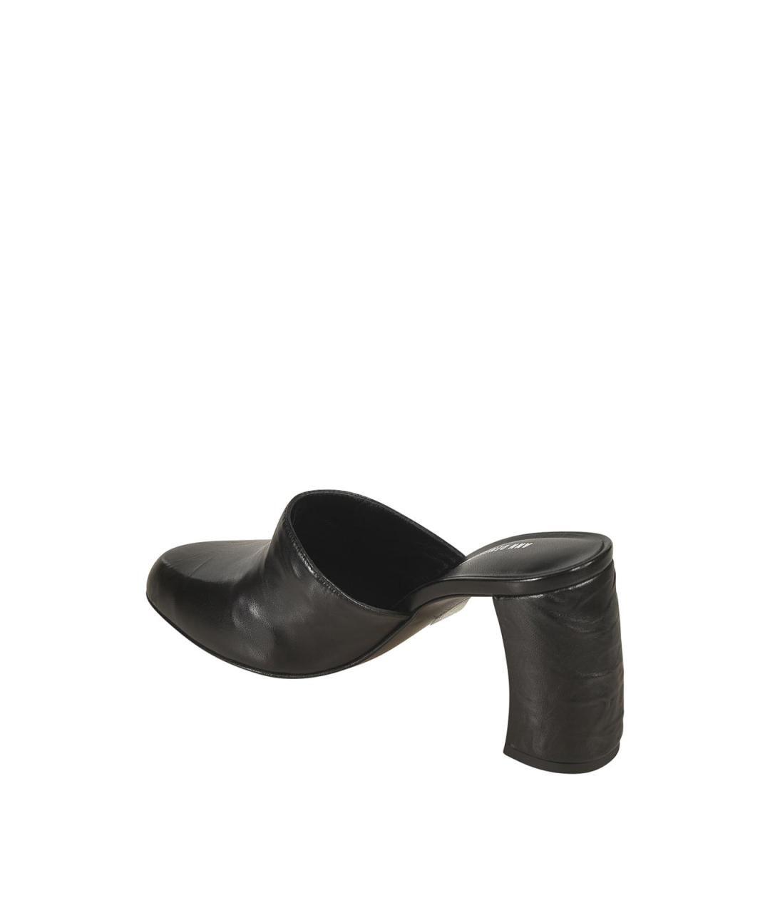 ANN DEMEULEMEESTER Черные кожаные мюли, фото 3