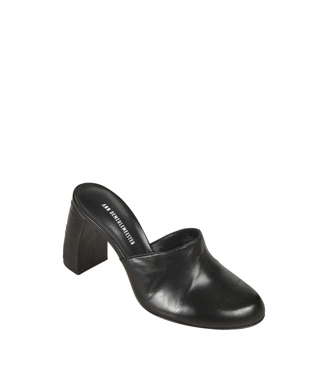 ANN DEMEULEMEESTER Черные кожаные мюли, фото 2