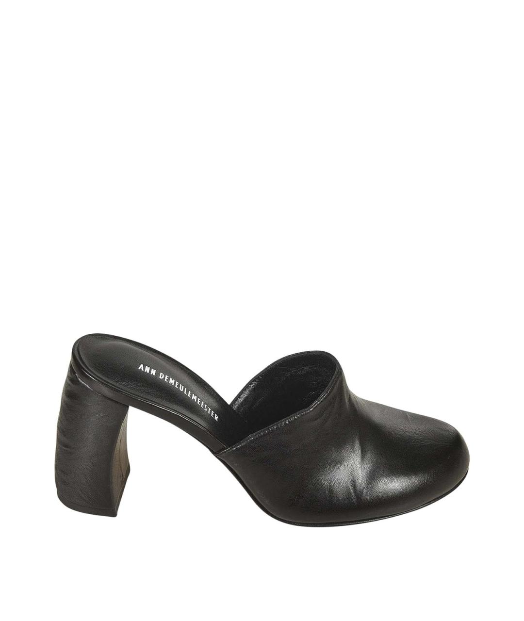 ANN DEMEULEMEESTER Черные кожаные мюли, фото 1