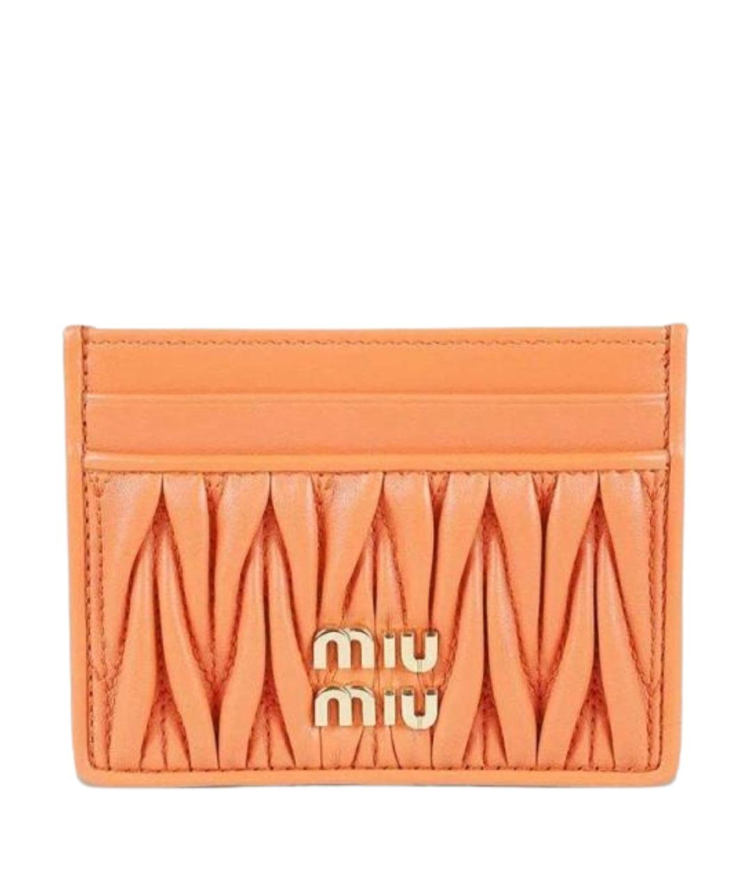 MIU MIU Оранжевый кожаный кардхолдер, фото 1