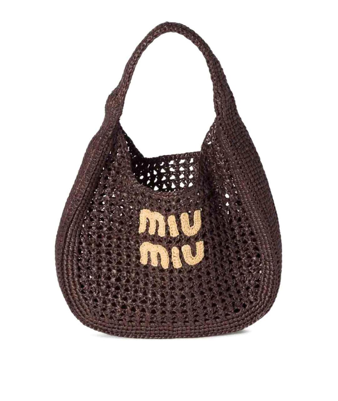 MIU MIU Коричневая тканевая сумка тоут, фото 1