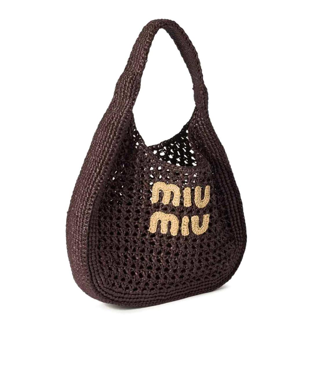 MIU MIU Коричневая тканевая сумка тоут, фото 3