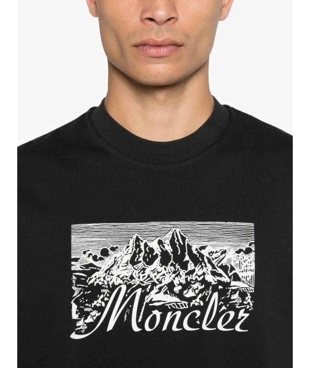 MONCLER Черная хлопковая футболка, фото 4