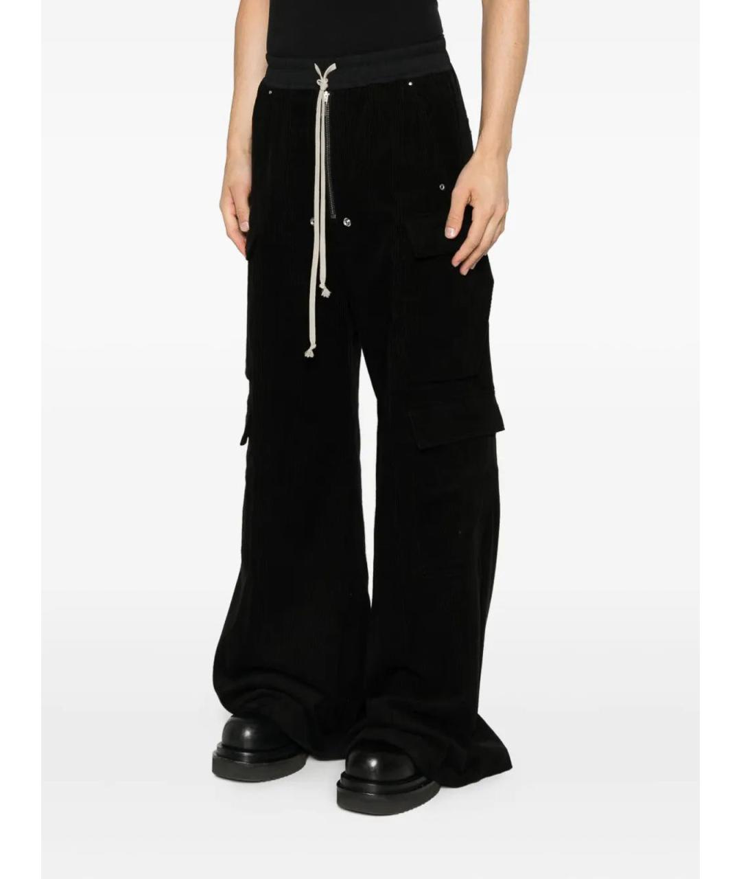 RICK OWENS Черные хлопковые повседневные брюки, фото 3