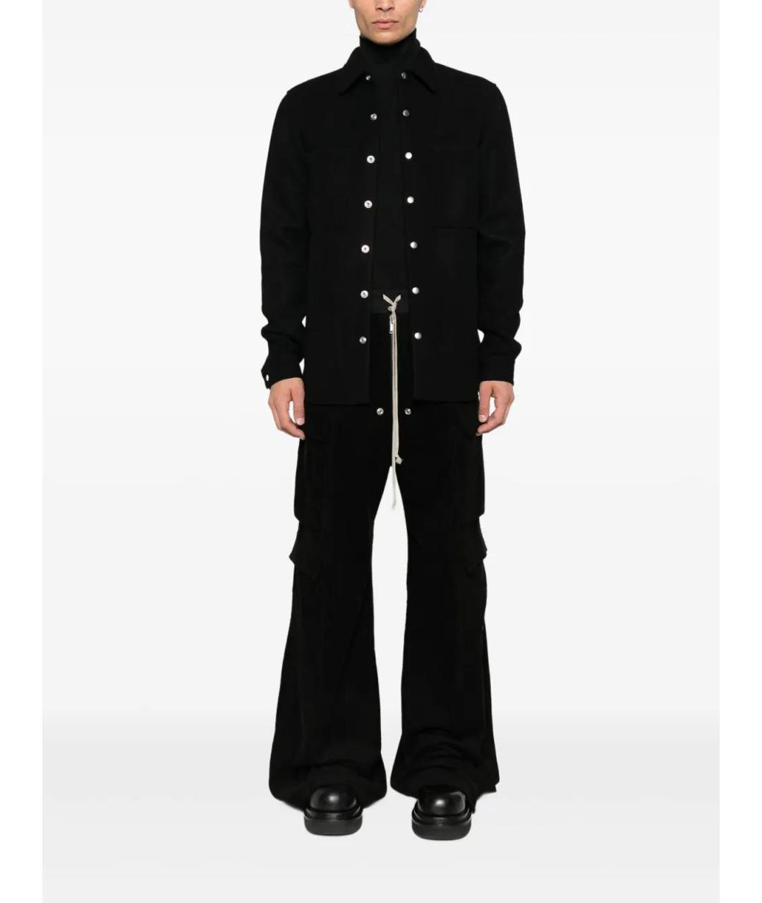 RICK OWENS Черные хлопковые повседневные брюки, фото 2