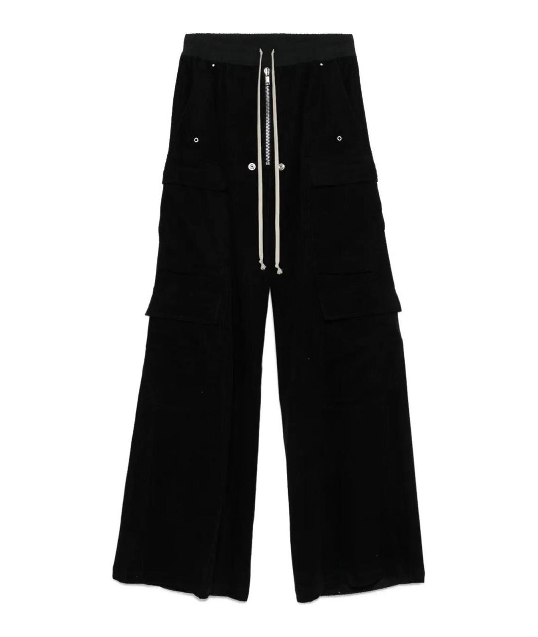 RICK OWENS Черные хлопковые повседневные брюки, фото 1